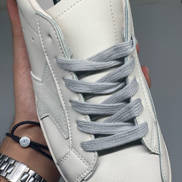 Women’s Distressed Sneaker with grey star detailing in white faux leather - Picture 5 of 13